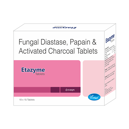 Etazyme (Fungal Diastase (1:800) 100 mg, Papain 60 mg & Activated Charcoal 75 mg)