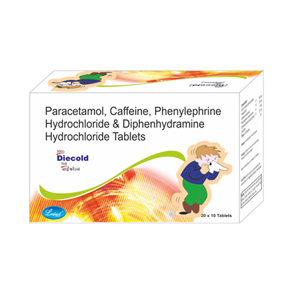 Diecold ( Paracetamol 500 mg, Caffeine 30 mg, Phenylephrine 5 mg & Diphenhydramine 25 mg)